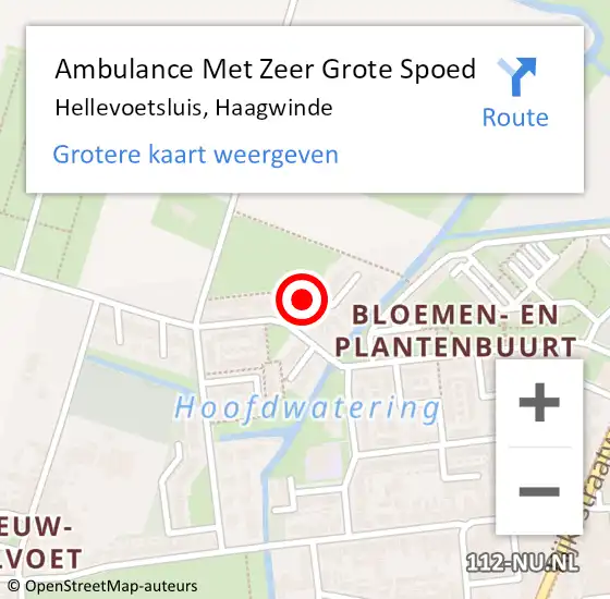 Locatie op kaart van de 112 melding: Ambulance Met Zeer Grote Spoed Naar Hellevoetsluis, Haagwinde op 5 december 2024 19:12