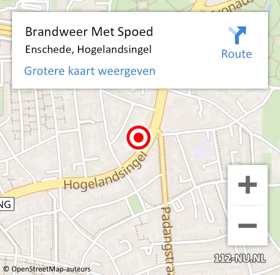 Locatie op kaart van de 112 melding: Brandweer Met Spoed Naar Enschede, Hogelandsingel op 5 december 2024 19:12