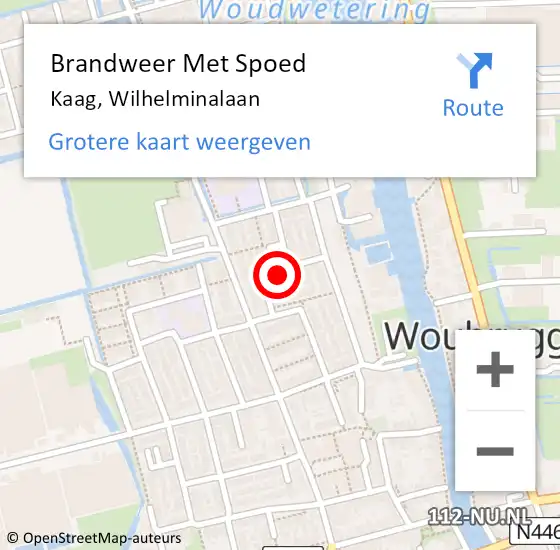 Locatie op kaart van de 112 melding: Brandweer Met Spoed Naar Kaag, Wilhelminalaan op 5 december 2024 19:20