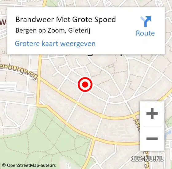 Locatie op kaart van de 112 melding: Brandweer Met Grote Spoed Naar Bergen op Zoom, Gieterij op 5 december 2024 19:22