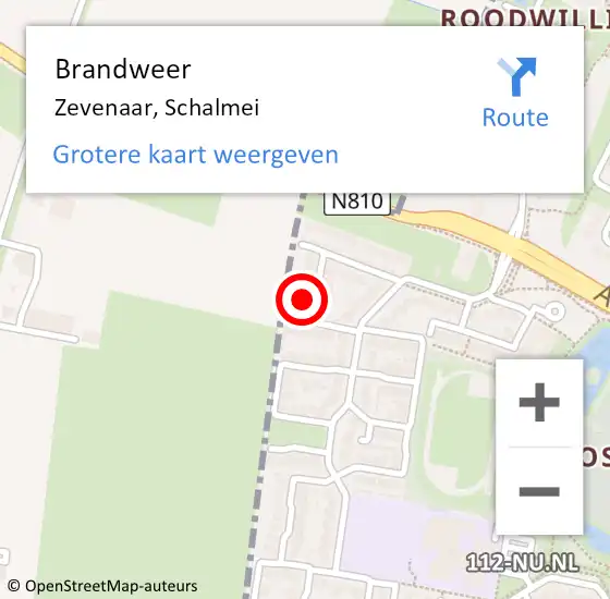 Locatie op kaart van de 112 melding: Brandweer Zevenaar, Schalmei op 5 december 2024 19:23