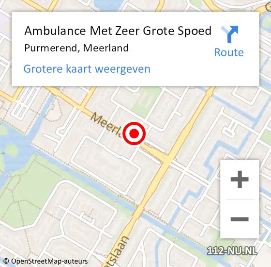 Locatie op kaart van de 112 melding: Ambulance Met Zeer Grote Spoed Naar Purmerend, Meerland op 5 december 2024 19:29