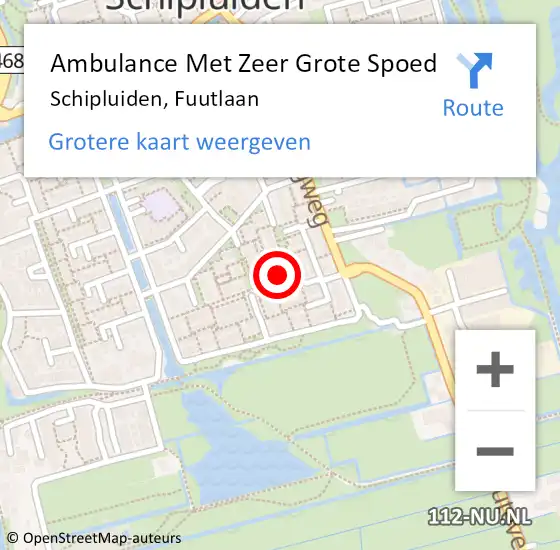 Locatie op kaart van de 112 melding: Ambulance Met Zeer Grote Spoed Naar Schipluiden, Fuutlaan op 5 december 2024 20:03