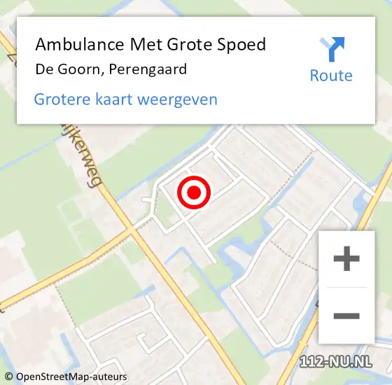 Locatie op kaart van de 112 melding: Ambulance Met Grote Spoed Naar De Goorn, Perengaard op 5 december 2024 20:14