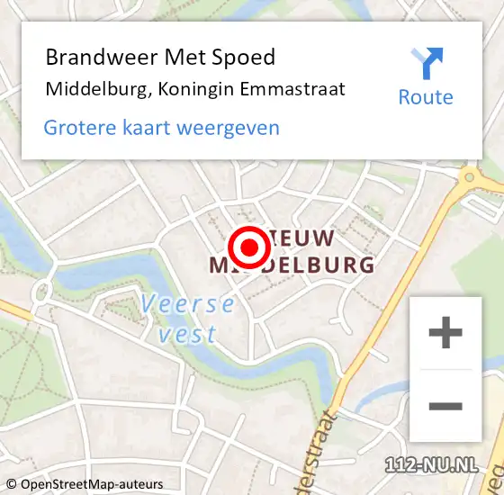 Locatie op kaart van de 112 melding: Brandweer Met Spoed Naar Middelburg, Koningin Emmastraat op 5 december 2024 20:33