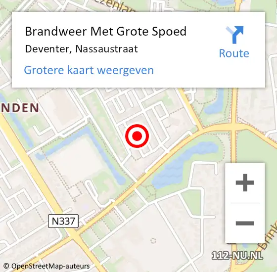 Locatie op kaart van de 112 melding: Brandweer Met Grote Spoed Naar Deventer, Nassaustraat op 5 december 2024 20:39