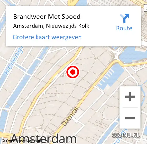 Locatie op kaart van de 112 melding: Brandweer Met Spoed Naar Amsterdam, Nieuwezijds Kolk op 5 december 2024 21:01