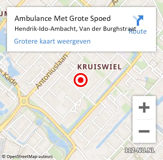 Locatie op kaart van de 112 melding: Ambulance Met Grote Spoed Naar Hendrik-Ido-Ambacht, Van der Burghstraat op 5 december 2024 21:43