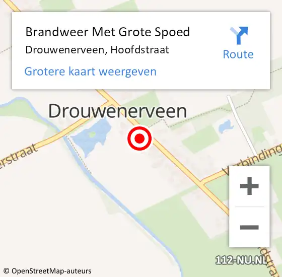 Locatie op kaart van de 112 melding: Brandweer Met Grote Spoed Naar Drouwenerveen, Hoofdstraat op 5 december 2024 22:30