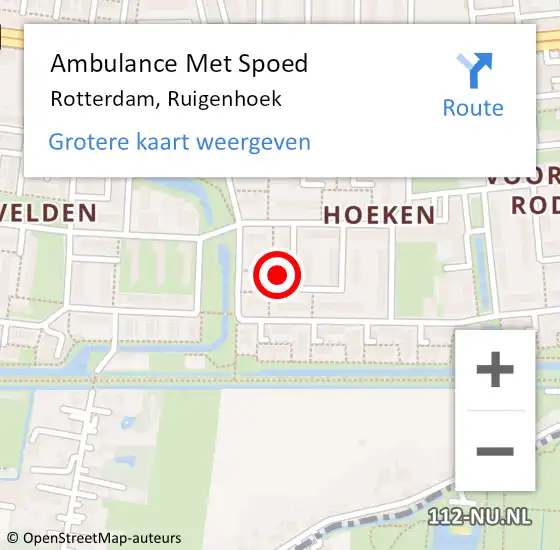 Locatie op kaart van de 112 melding: Ambulance Met Spoed Naar Rotterdam, Ruigenhoek op 5 december 2024 22:30