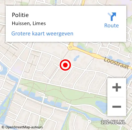 Locatie op kaart van de 112 melding: Politie Huissen, Limes op 5 december 2024 22:41