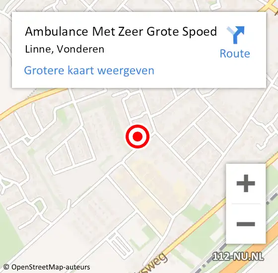 Locatie op kaart van de 112 melding: Ambulance Met Zeer Grote Spoed Naar Linne, Vonderen op 5 december 2024 22:48