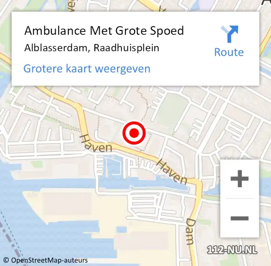 Locatie op kaart van de 112 melding: Ambulance Met Grote Spoed Naar Alblasserdam, Raadhuisplein op 5 december 2024 23:12