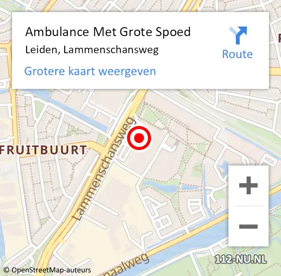 Locatie op kaart van de 112 melding: Ambulance Met Grote Spoed Naar Leiden, Lammenschansweg op 5 december 2024 23:19