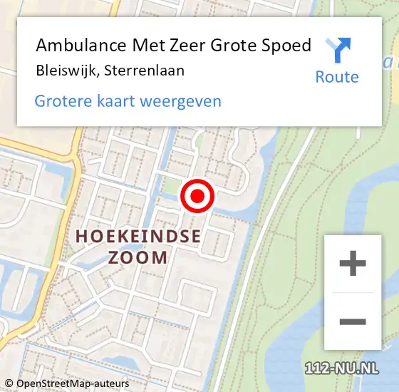 Locatie op kaart van de 112 melding: Ambulance Met Zeer Grote Spoed Naar Bleiswijk, Sterrenlaan op 5 december 2024 23:34