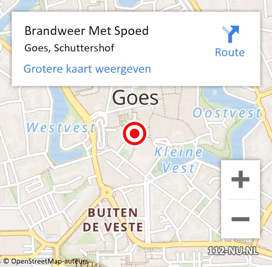 Locatie op kaart van de 112 melding: Brandweer Met Spoed Naar Goes, Schuttershof op 5 december 2024 23:48