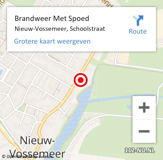 Locatie op kaart van de 112 melding: Brandweer Met Spoed Naar Nieuw-Vossemeer, Schoolstraat op 5 december 2024 23:49