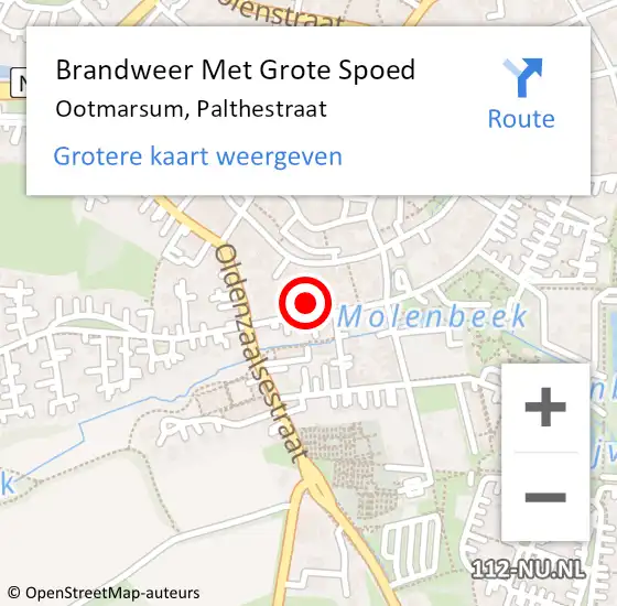 Locatie op kaart van de 112 melding: Brandweer Met Grote Spoed Naar Ootmarsum, Palthestraat op 5 december 2024 23:52