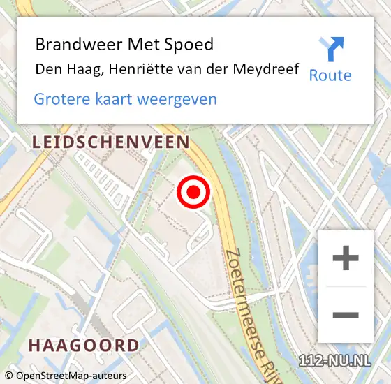 Locatie op kaart van de 112 melding: Brandweer Met Spoed Naar Den Haag, Henriëtte van der Meydreef op 6 december 2024 00:13