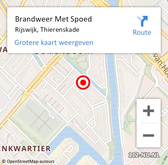 Locatie op kaart van de 112 melding: Brandweer Met Spoed Naar Rijswijk, Thierenskade op 6 december 2024 00:15