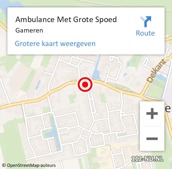 Locatie op kaart van de 112 melding: Ambulance Met Grote Spoed Naar Gameren op 6 december 2024 00:24