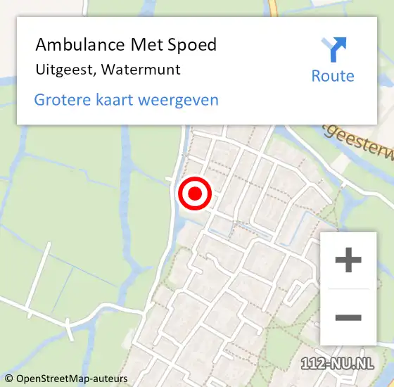 Locatie op kaart van de 112 melding: Ambulance Met Spoed Naar Uitgeest, Watermunt op 6 december 2024 00:24