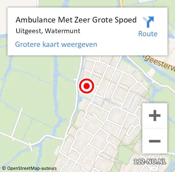 Locatie op kaart van de 112 melding: Ambulance Met Zeer Grote Spoed Naar Uitgeest, Watermunt op 6 december 2024 00:26