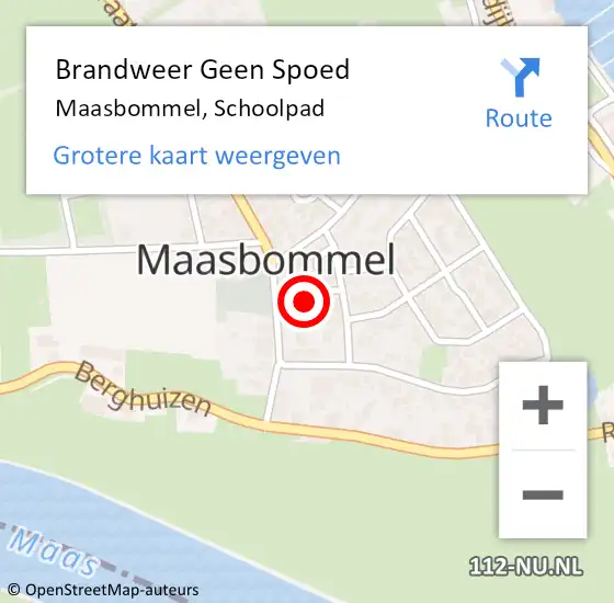 Locatie op kaart van de 112 melding: Brandweer Geen Spoed Naar Maasbommel, Schoolpad op 6 december 2024 00:37