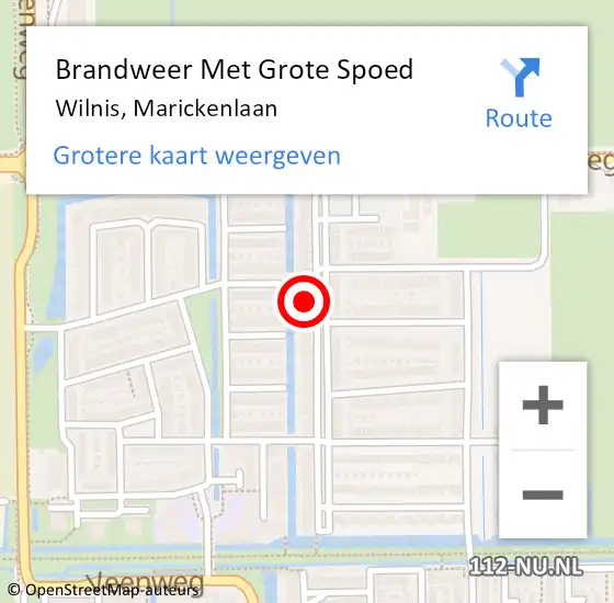 Locatie op kaart van de 112 melding: Brandweer Met Grote Spoed Naar Wilnis, Marickenlaan op 6 december 2024 01:07