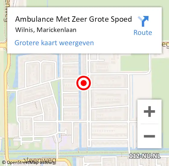 Locatie op kaart van de 112 melding: Ambulance Met Zeer Grote Spoed Naar Wilnis, Marickenlaan op 6 december 2024 01:08