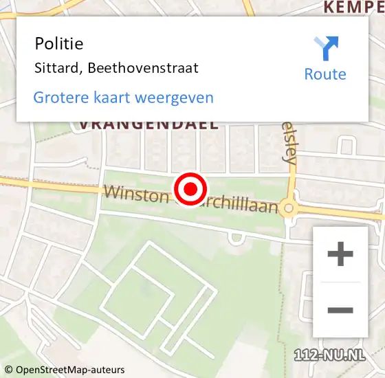 Locatie op kaart van de 112 melding: Politie Sittard, Beethovenstraat op 6 december 2024 01:48