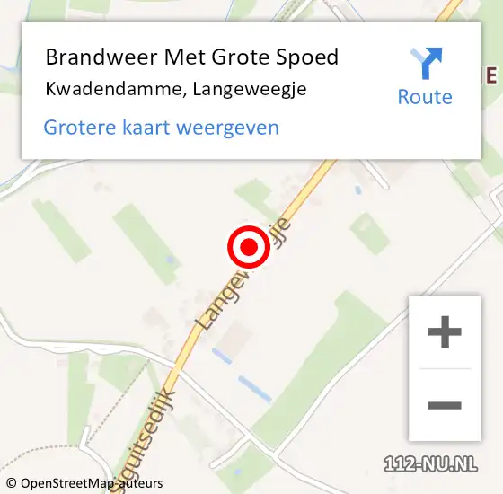 Locatie op kaart van de 112 melding: Brandweer Met Grote Spoed Naar Kwadendamme, Langeweegje op 6 december 2024 02:41