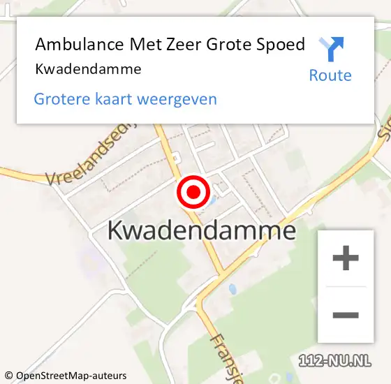 Locatie op kaart van de 112 melding: Ambulance Met Zeer Grote Spoed Naar Kwadendamme op 6 december 2024 02:41