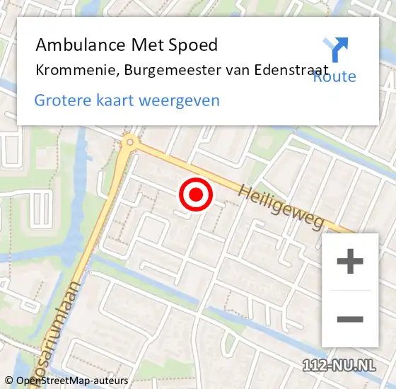 Locatie op kaart van de 112 melding: Ambulance Met Spoed Naar Krommenie, Burgemeester van Edenstraat op 6 december 2024 03:51