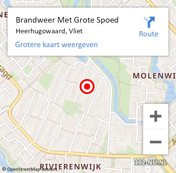 Locatie op kaart van de 112 melding: Brandweer Met Grote Spoed Naar Heerhugowaard, Vliet op 6 december 2024 04:41