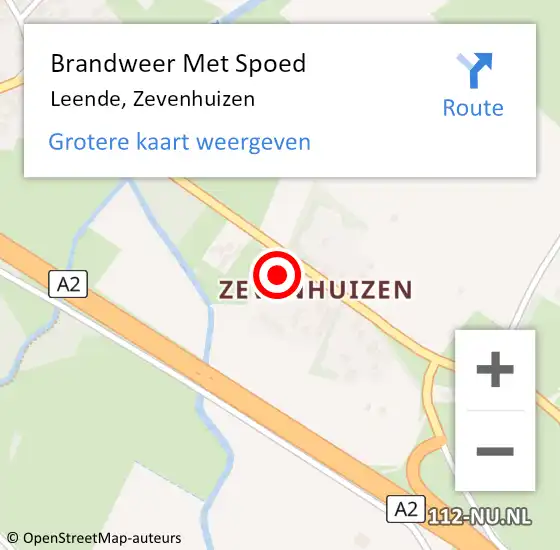 Locatie op kaart van de 112 melding: Brandweer Met Spoed Naar Leende, Zevenhuizen op 6 december 2024 04:56