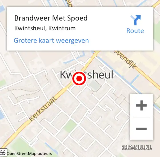 Locatie op kaart van de 112 melding: Brandweer Met Spoed Naar Kwintsheul, Kwintrum op 6 december 2024 05:18