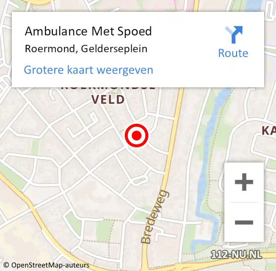 Locatie op kaart van de 112 melding: Ambulance Met Spoed Naar Roermond, Gelderseplein op 6 december 2024 06:25