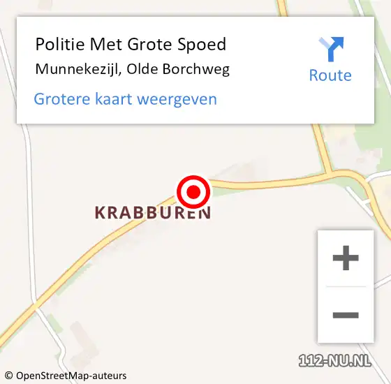 Locatie op kaart van de 112 melding: Politie Met Grote Spoed Naar Munnekezijl, Olde Borchweg op 6 december 2024 07:02