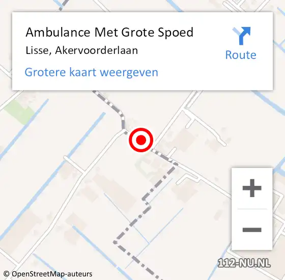 Locatie op kaart van de 112 melding: Ambulance Met Grote Spoed Naar Lisse, Akervoorderlaan op 6 december 2024 07:49