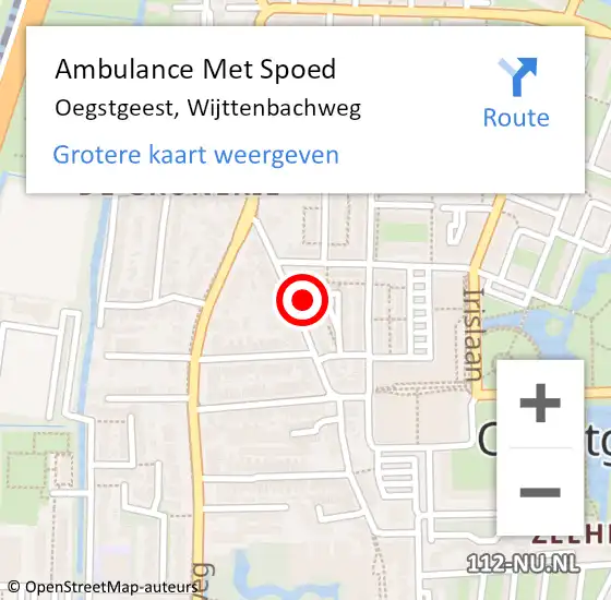 Locatie op kaart van de 112 melding: Ambulance Met Spoed Naar Oegstgeest, Wijttenbachweg op 6 december 2024 08:14