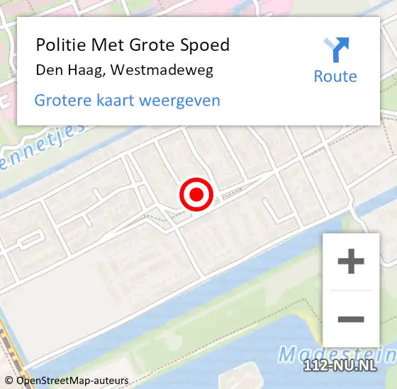 Locatie op kaart van de 112 melding: Politie Met Grote Spoed Naar Den Haag, Westmadeweg op 6 december 2024 08:18