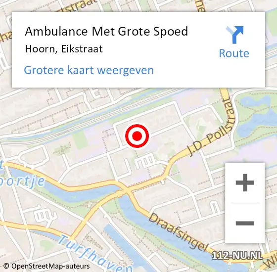 Locatie op kaart van de 112 melding: Ambulance Met Grote Spoed Naar Hoorn, Eikstraat op 6 december 2024 08:20