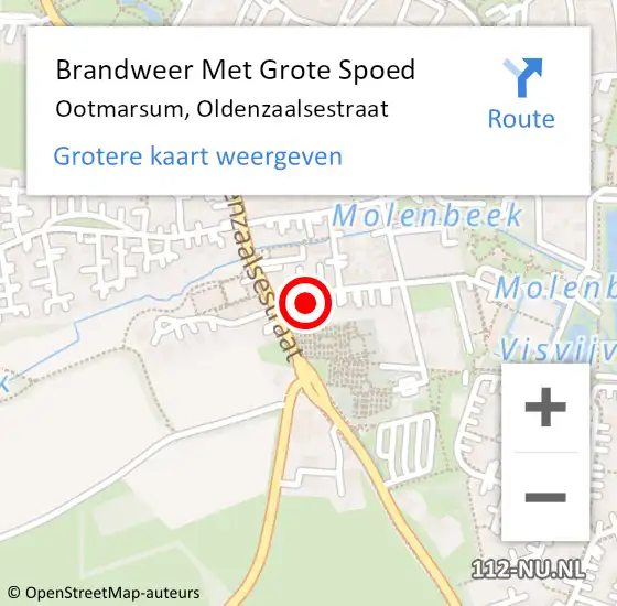 Locatie op kaart van de 112 melding: Brandweer Met Grote Spoed Naar Ootmarsum, Oldenzaalsestraat op 6 december 2024 08:20