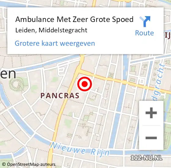 Locatie op kaart van de 112 melding: Ambulance Met Zeer Grote Spoed Naar Leiden, Middelstegracht op 6 december 2024 08:21