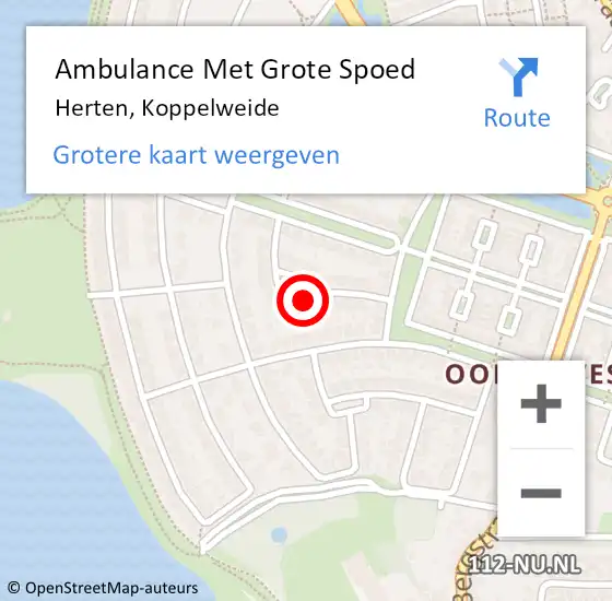 Locatie op kaart van de 112 melding: Ambulance Met Grote Spoed Naar Herten, Koppelweide op 6 december 2024 08:33