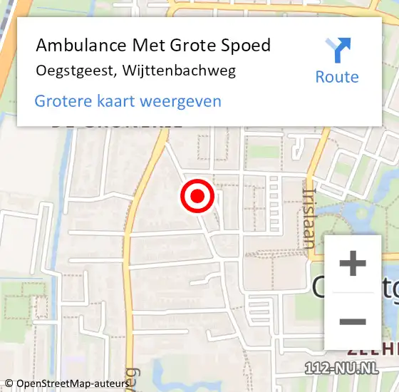 Locatie op kaart van de 112 melding: Ambulance Met Grote Spoed Naar Oegstgeest, Wijttenbachweg op 6 december 2024 08:37