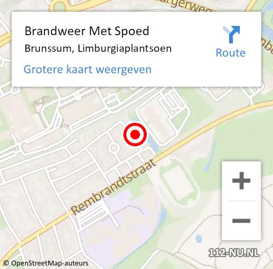 Locatie op kaart van de 112 melding: Brandweer Met Spoed Naar Brunssum, Limburgiaplantsoen op 6 december 2024 09:02