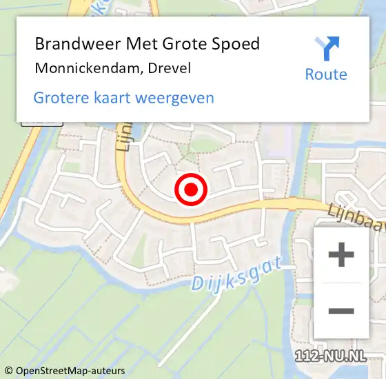 Locatie op kaart van de 112 melding: Brandweer Met Grote Spoed Naar Monnickendam, Drevel op 6 december 2024 09:11