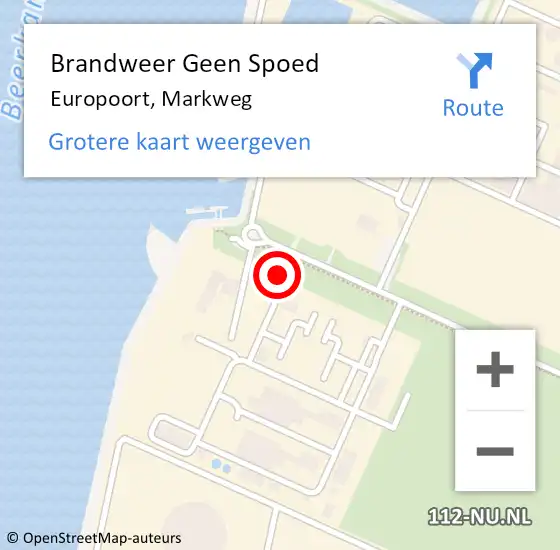 Locatie op kaart van de 112 melding: Brandweer Geen Spoed Naar Europoort, Markweg op 6 december 2024 09:14